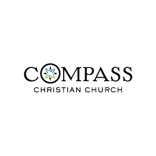 Compass Christian Church logo with the word "COMPASS" in large black font; the "O" is styled as a compass symbol in blue and green. "CHRISTIAN CHURCH" is written below in smaller black letters.